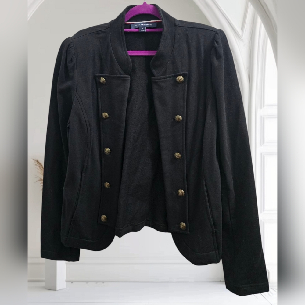 Tommy Hilfiger Black Blazer with Mandarin Collar